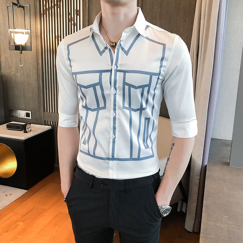 Fake Pocket Lines Decorated Short Sleeve Shirt