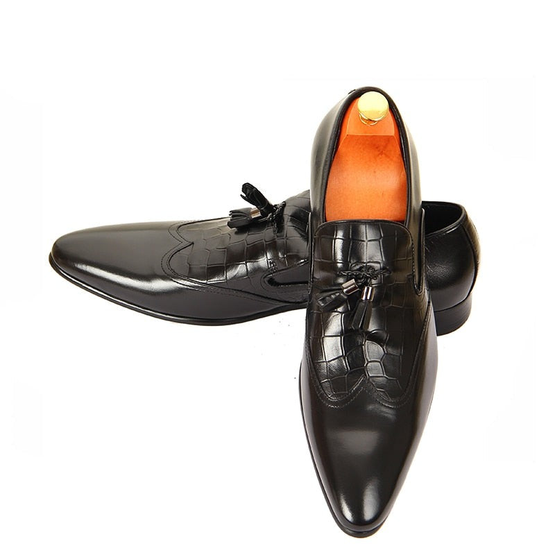 Tassels Black Leather Dress Shoes