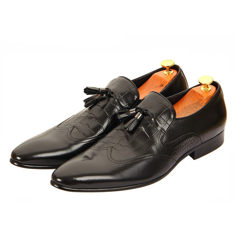 Tassels Black Leather Dress Shoes