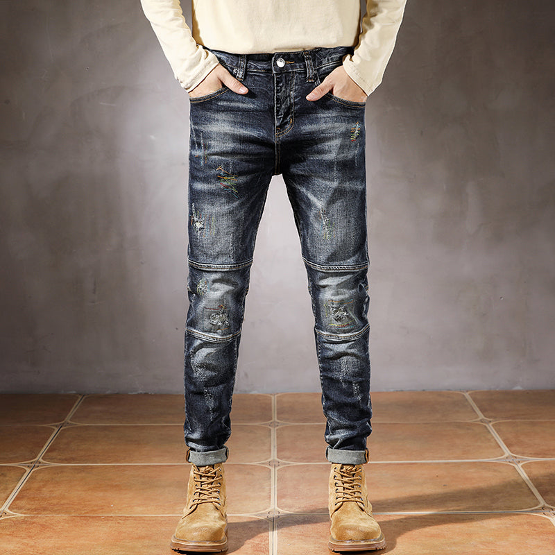 Rainbow Stitching Patchwork Loose Jeans