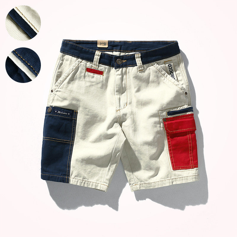 Multi-Pocket Solid Cotton Mid-Waist Short