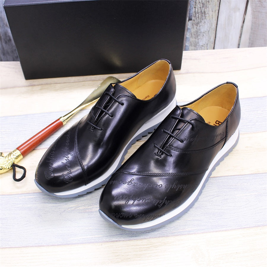 Hand Writing Pattern Leather Shoes