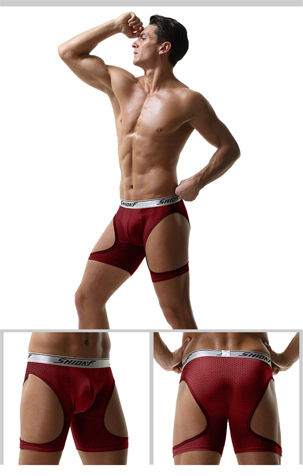 Solid Color Sporty Hollow Side Brief