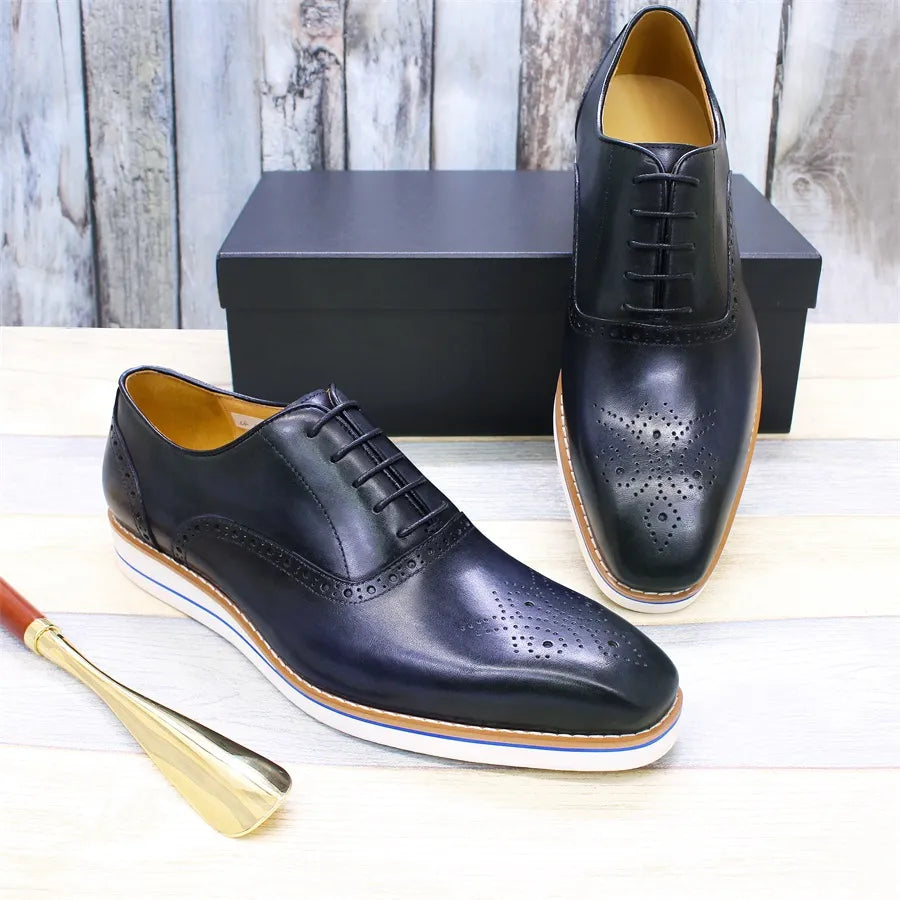 Solid Lace-Up Pointed Toe Oxford Shoes