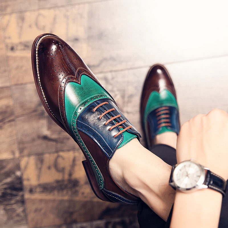 Colorful Leather Men Bullock Shoes