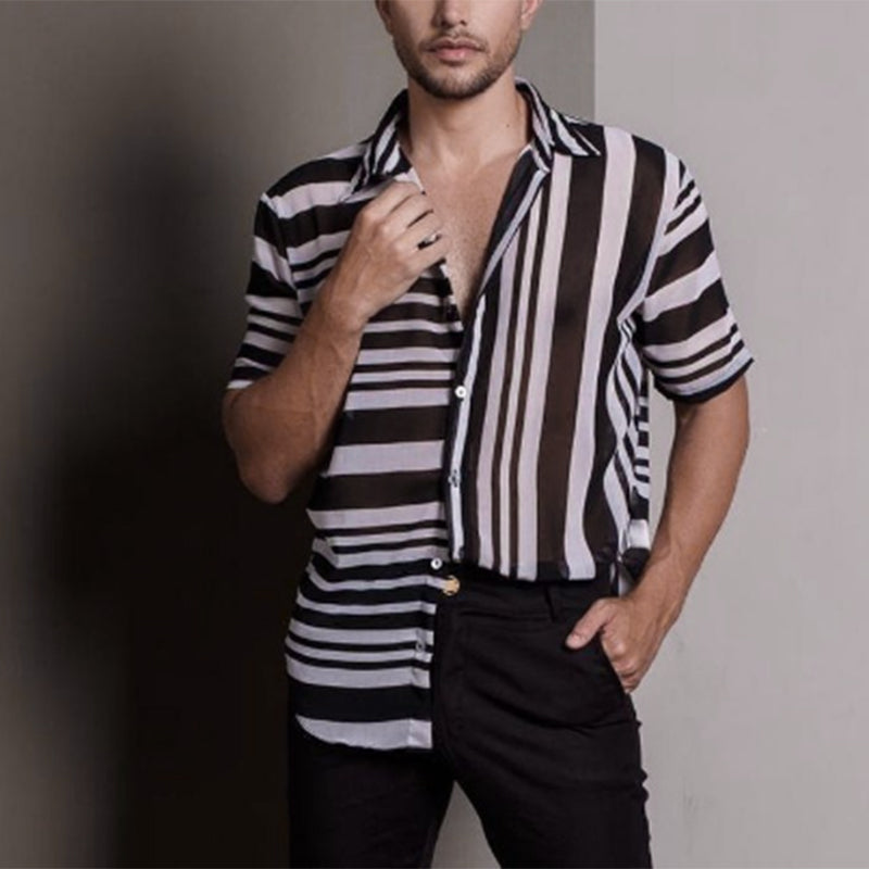 Two Ways Irregular Stripe Patterned Shirt