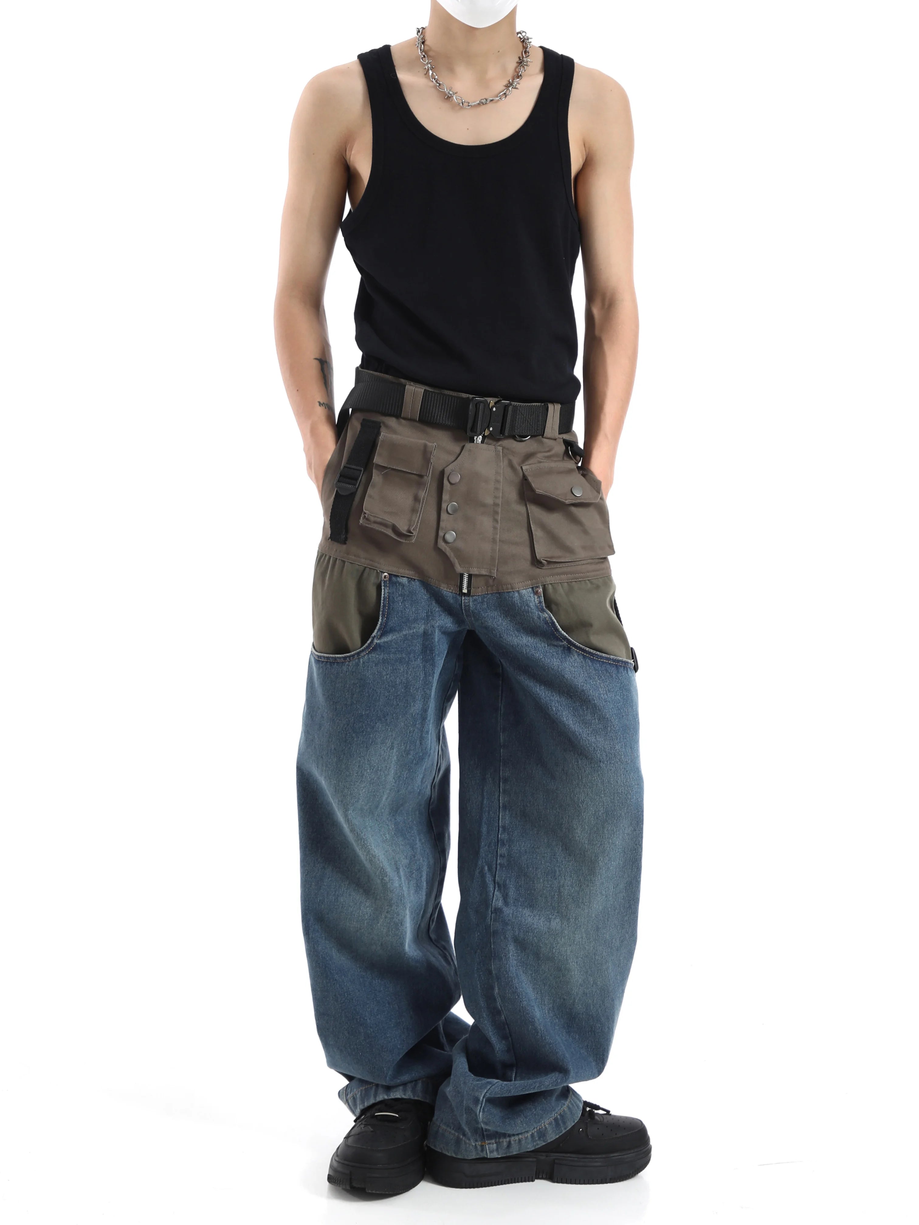 Patchwork Baggy Wide Leg Jeans