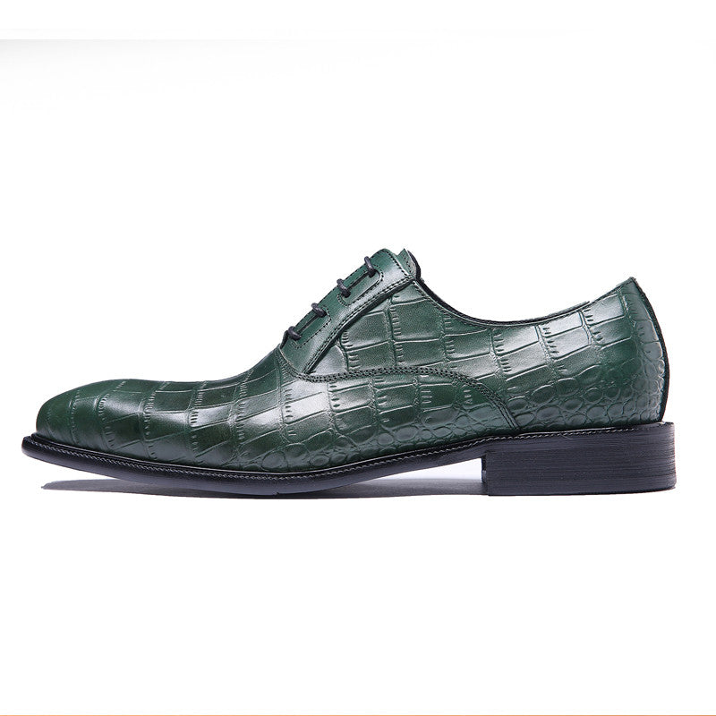 Exotic Green Croco Pattern Men Lace Up Oxford Shoes - FanFreakz