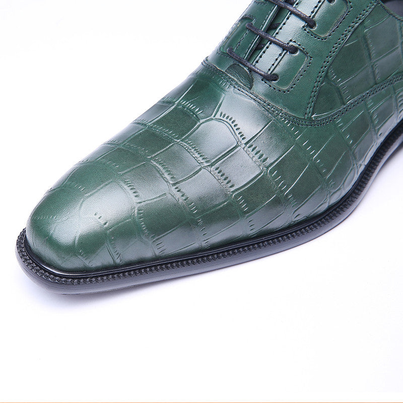 Exotic Green Croco Pattern Men Lace Up Oxford Shoes - FanFreakz