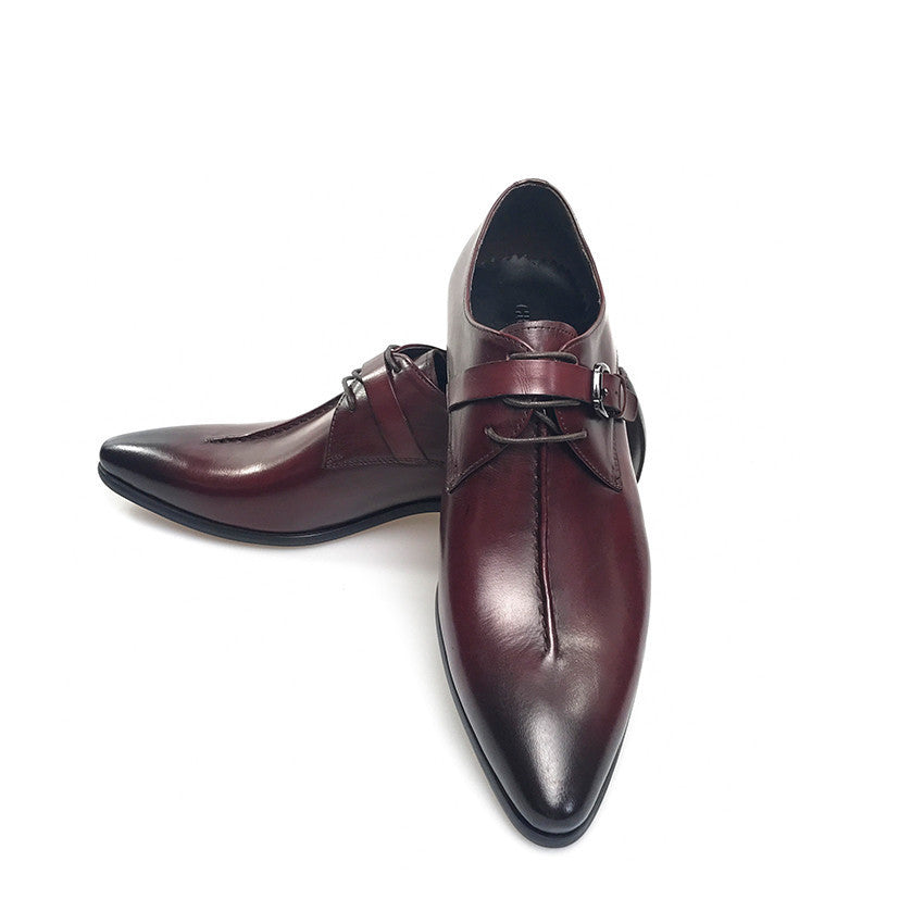 Men Monk Strap Shoes with Long Pointed Toe - FanFreakz