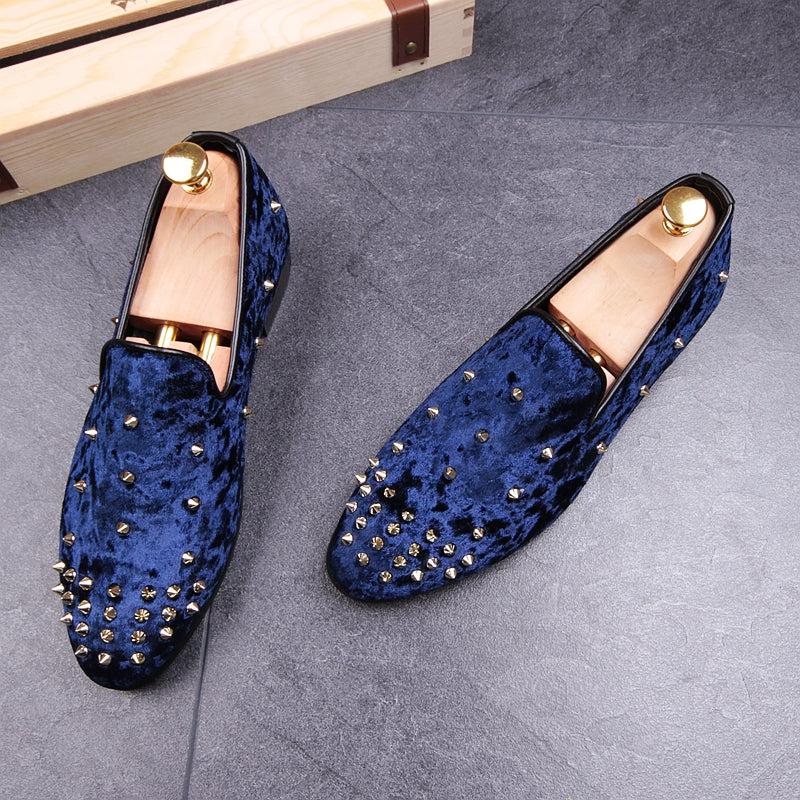 Flock Rivets Casual Men Loafers Shoes