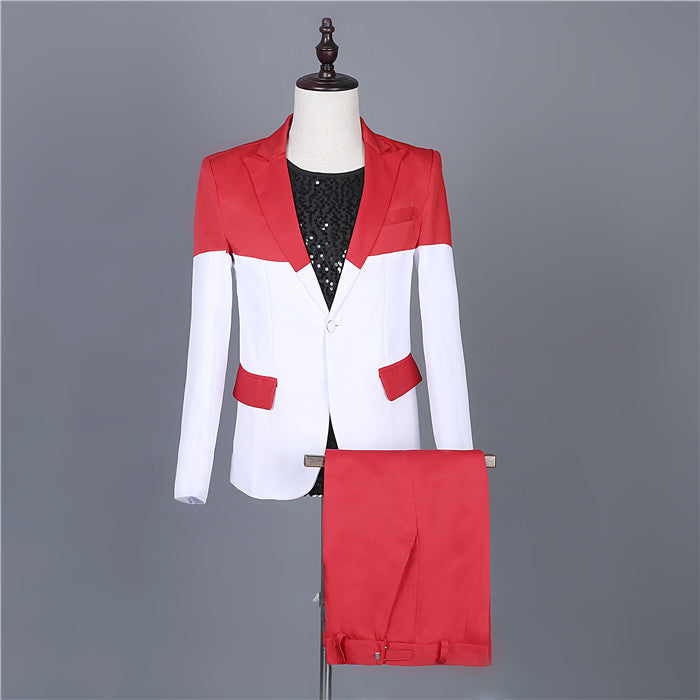 Colorblock Combination Men Formal Buttoned Suit