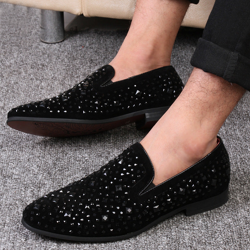 Black Beaded Details Men Flat Loafer Shoes - FanFreakz