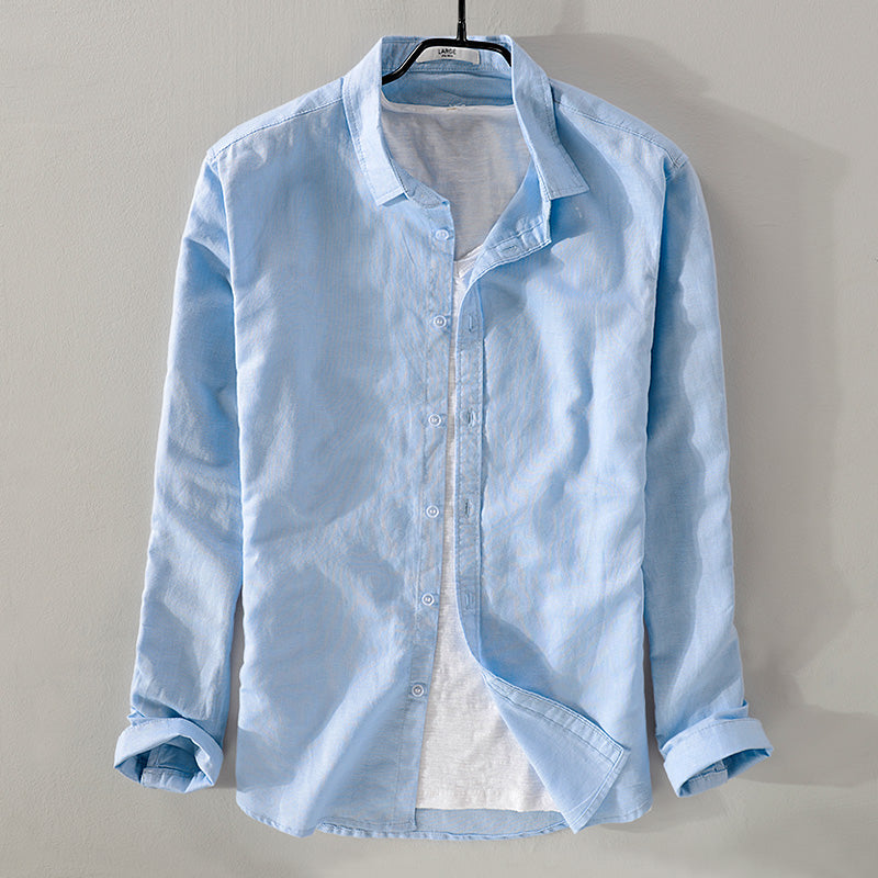 Soft Color Solid Linen Long Sleeve Shirt