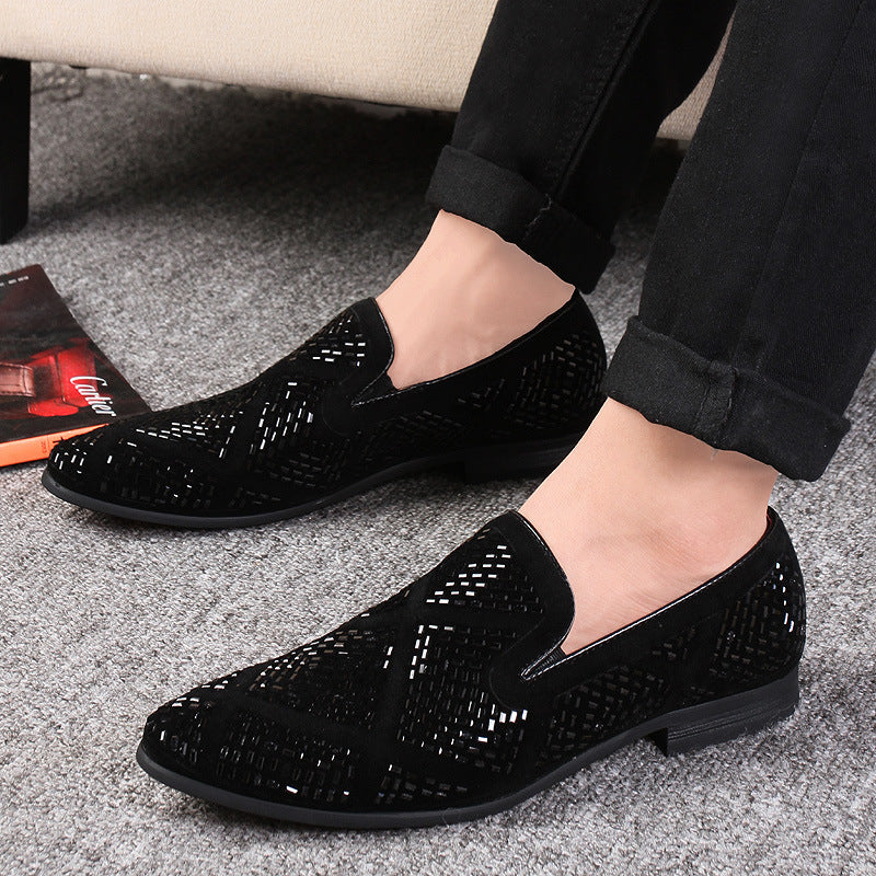 Geometric Rhinestones Men Soft Classic Look Loafers