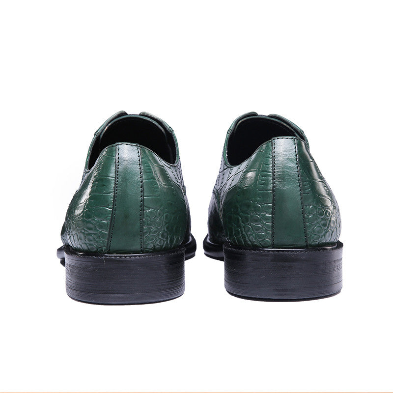 Exotic Green Croco Pattern Men Lace Up Oxford Shoes - FanFreakz