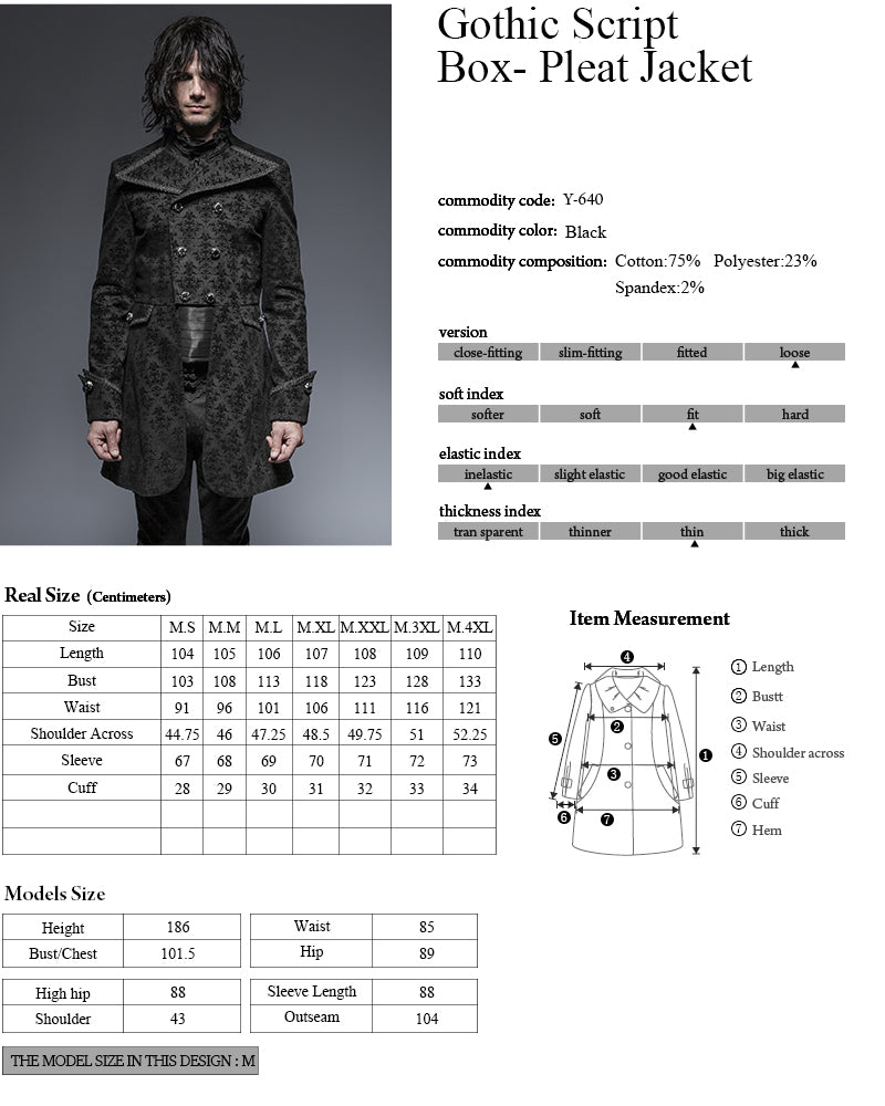 Gothic Double Breasted Crop Waist Men Long Costume Blazer