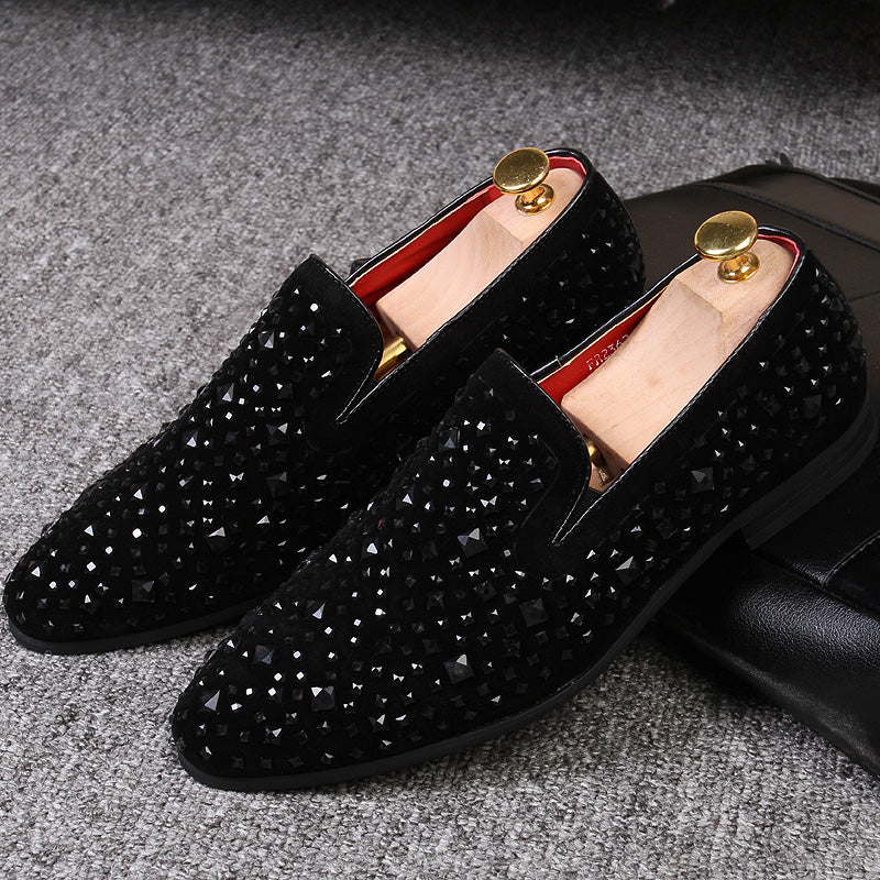 Black Beaded Details Men Flat Loafer Shoes - FanFreakz