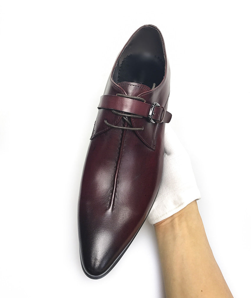 Men Monk Strap Shoes with Long Pointed Toe - FanFreakz