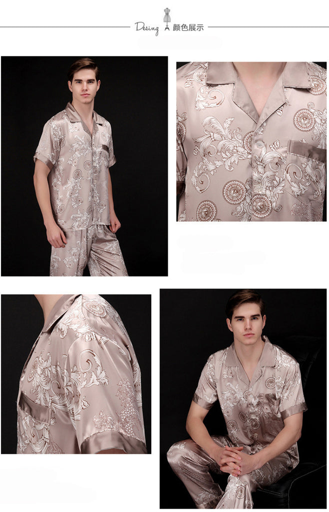 Chinese Dragon Printed Satin Silk Men Pajamas Set - FanFreakz