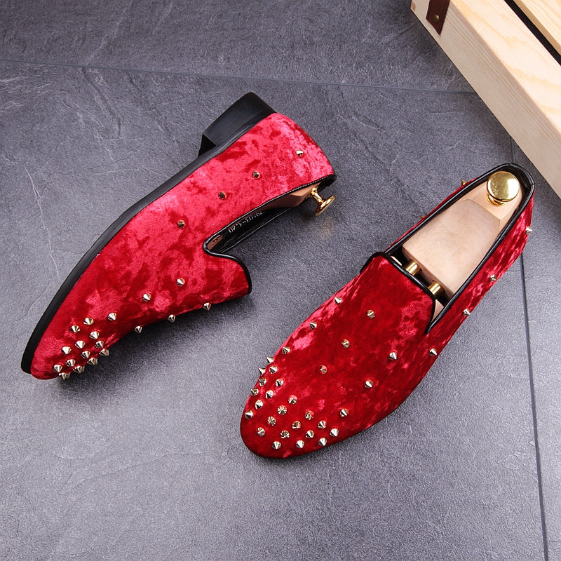 Flock Rivets Casual Men Loafers Shoes