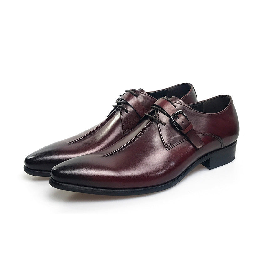 Men Monk Strap Shoes with Long Pointed Toe - FanFreakz