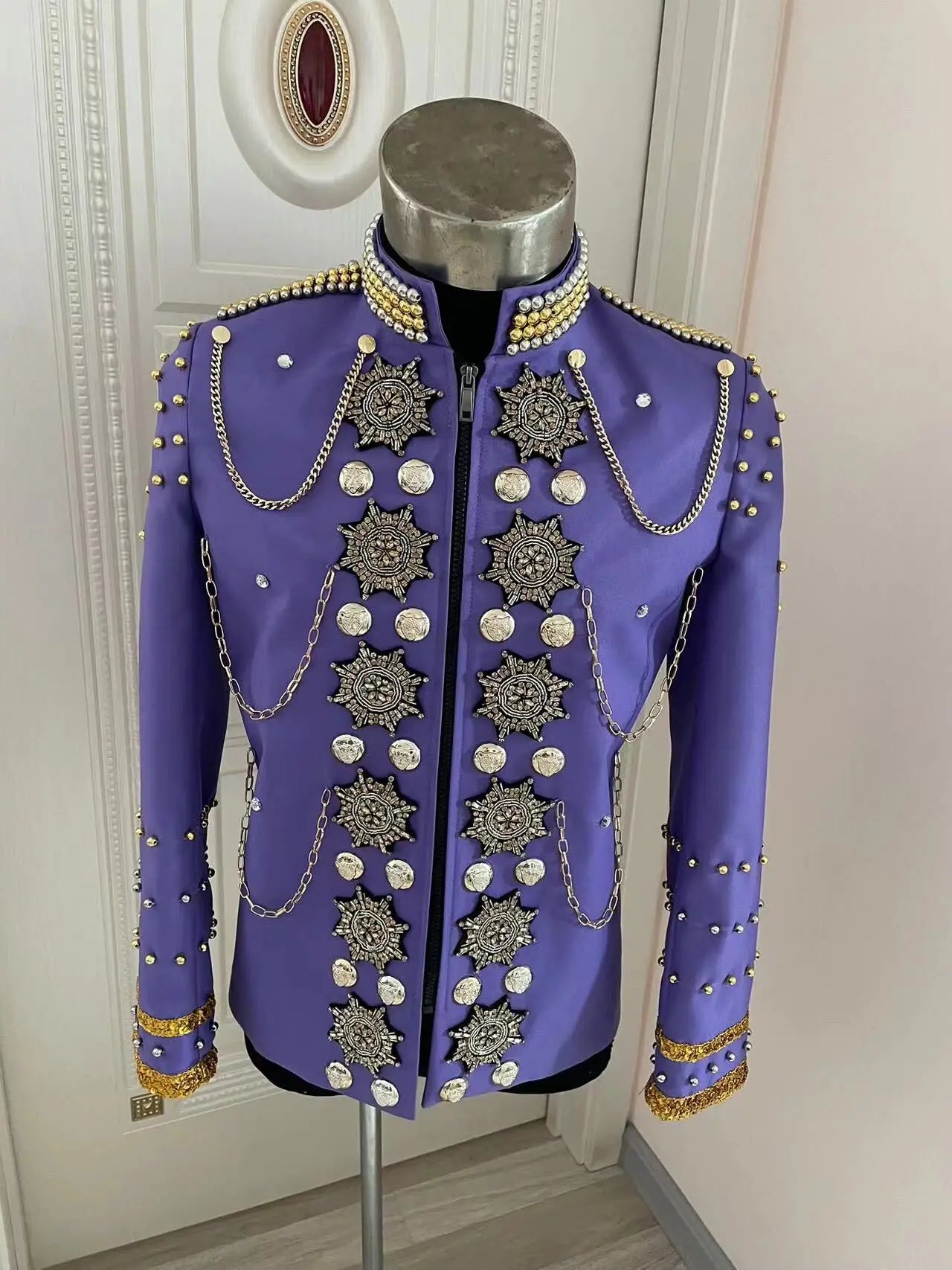 Chain Beads Rhinestone Performance Jacket