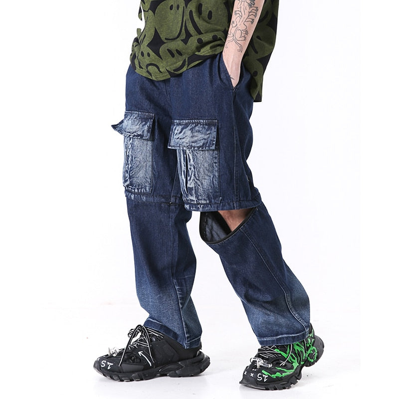 Baggy Two Way Men Zippered Cargo Jeans