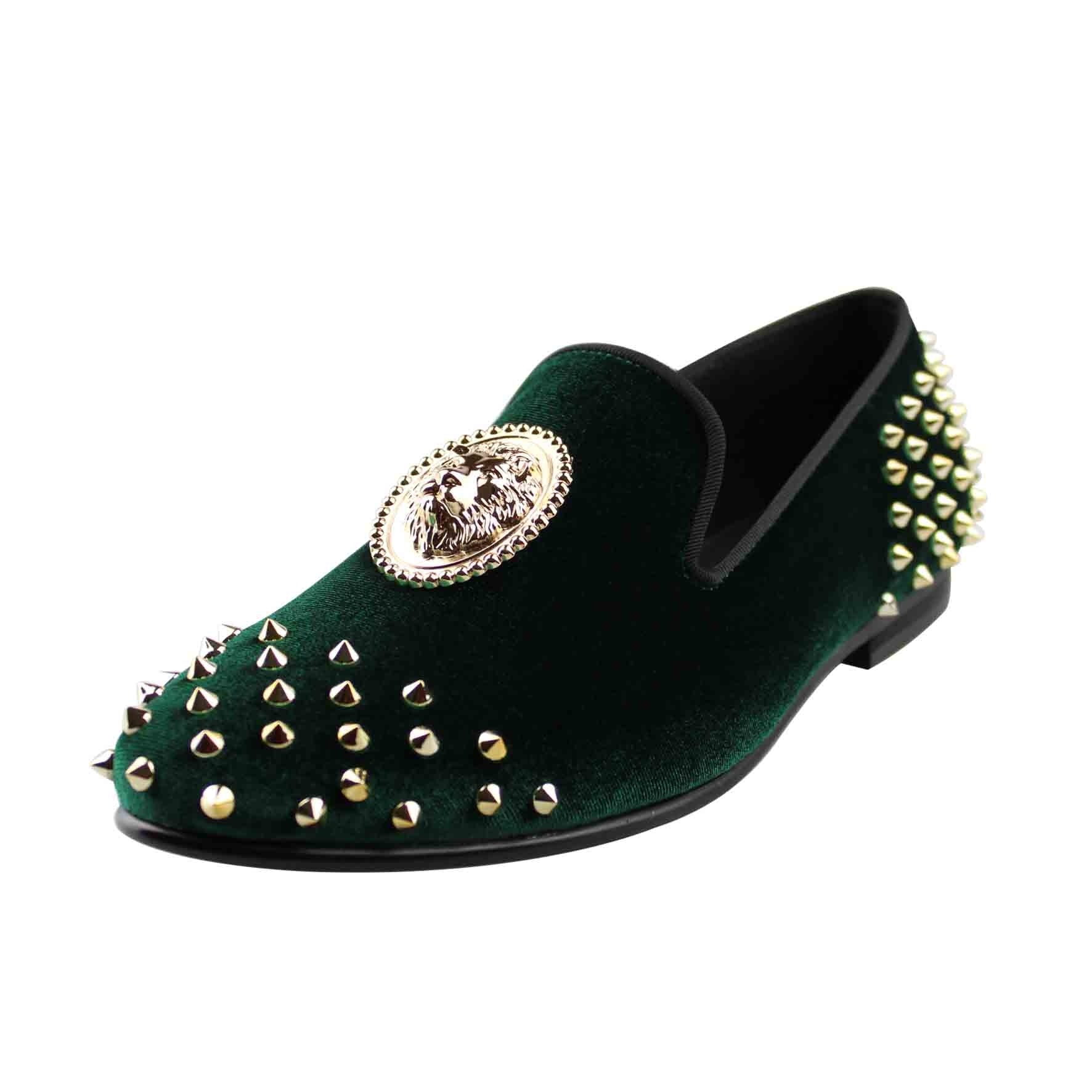 Velvet Spikes with Lion Medal Men Loafers Shoes