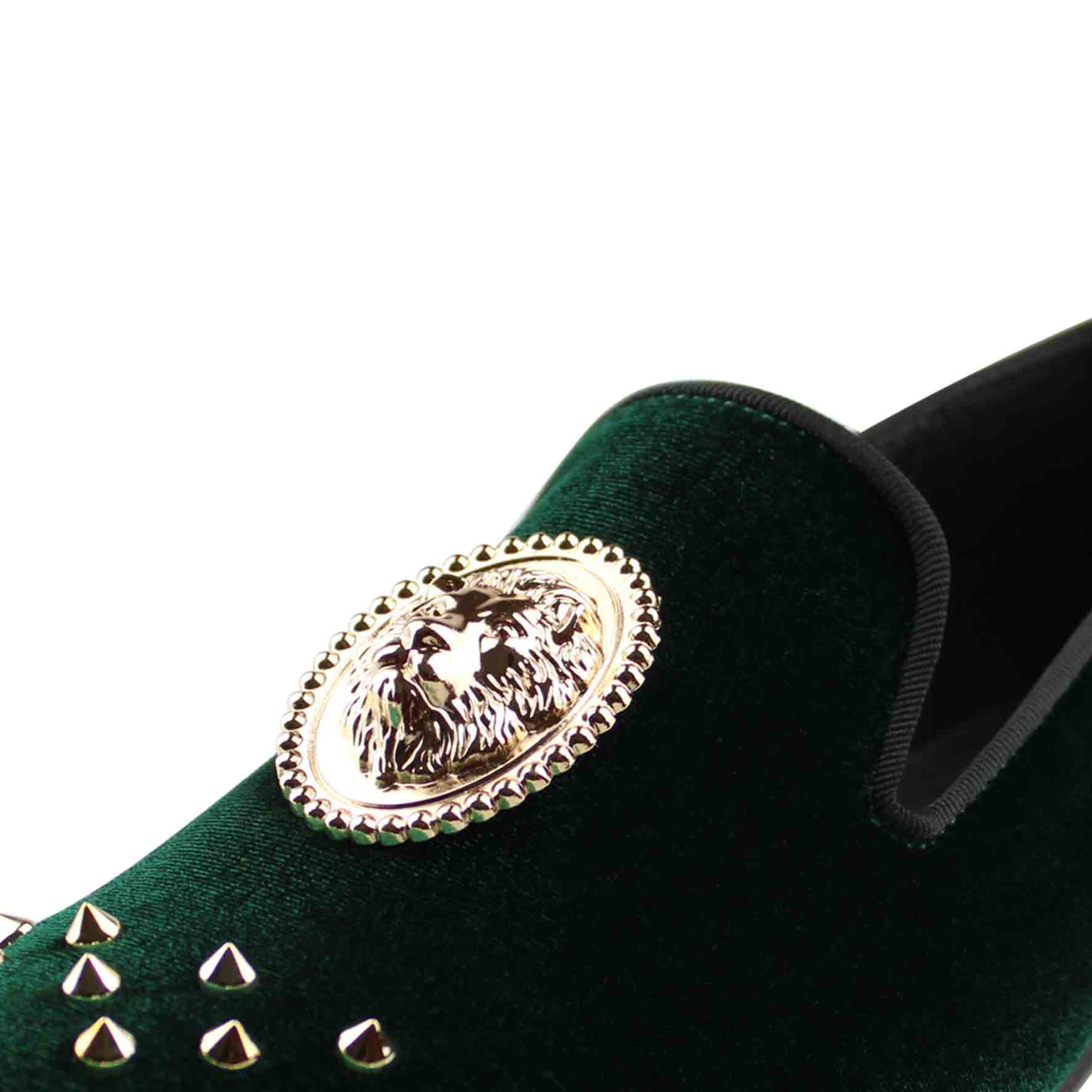 Velvet Spikes with Lion Medal Men Loafers Shoes