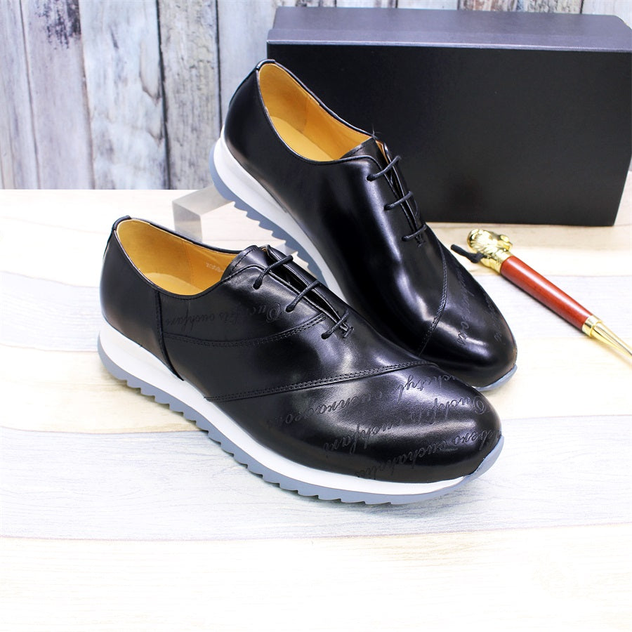 Hand Writing Pattern Leather Shoes