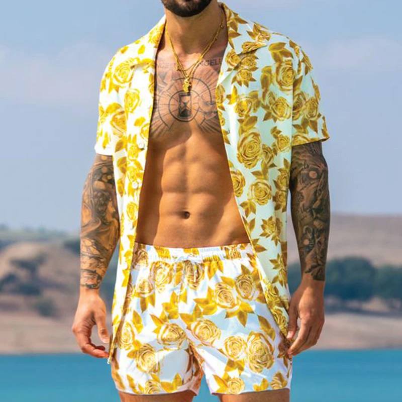 Floral Hawaiian Style Shirt and Short Set