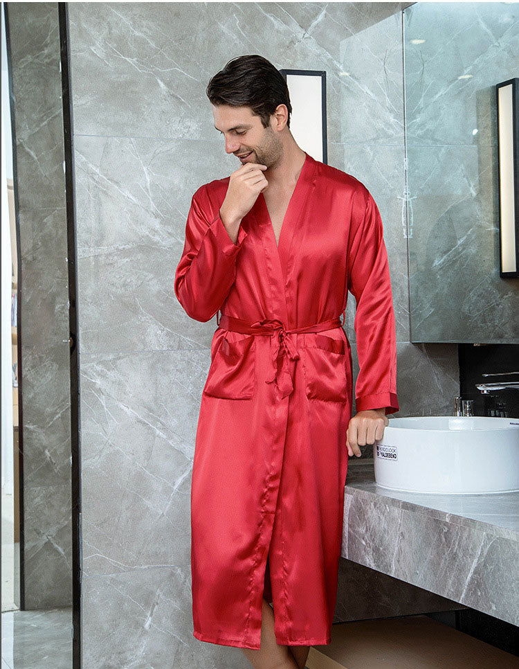 Long Solid Satin Sleeping Robe