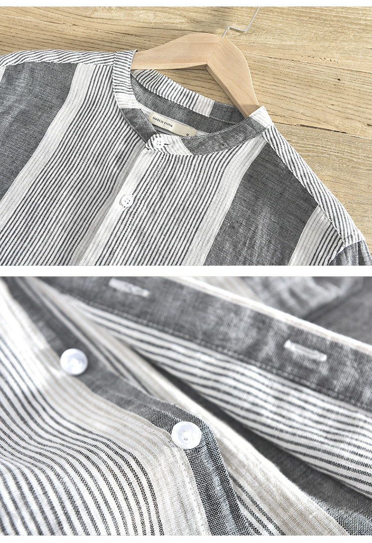 Soft Vertical Stripes Men Summer Linen Shirt