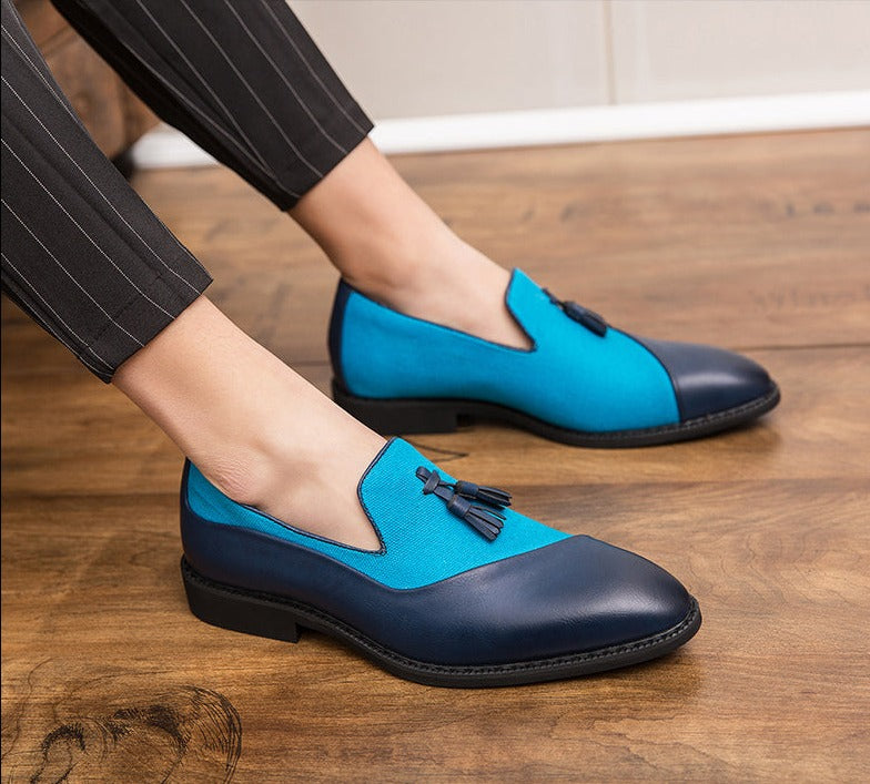 Tassel Two-Tone Leather Loafers Shoes