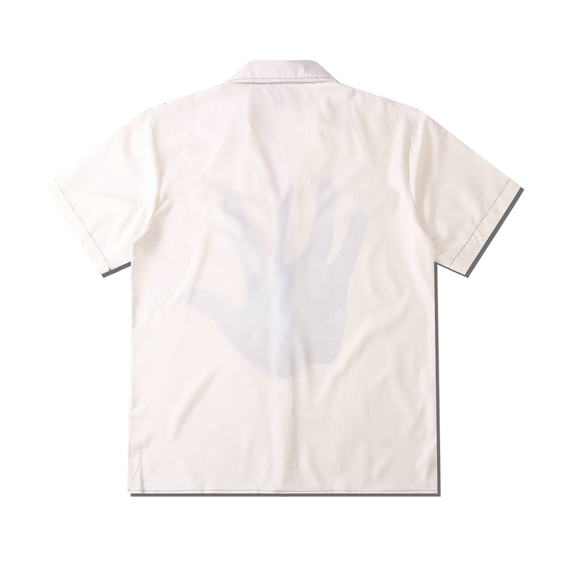 Blue Hand Printed White Shirt