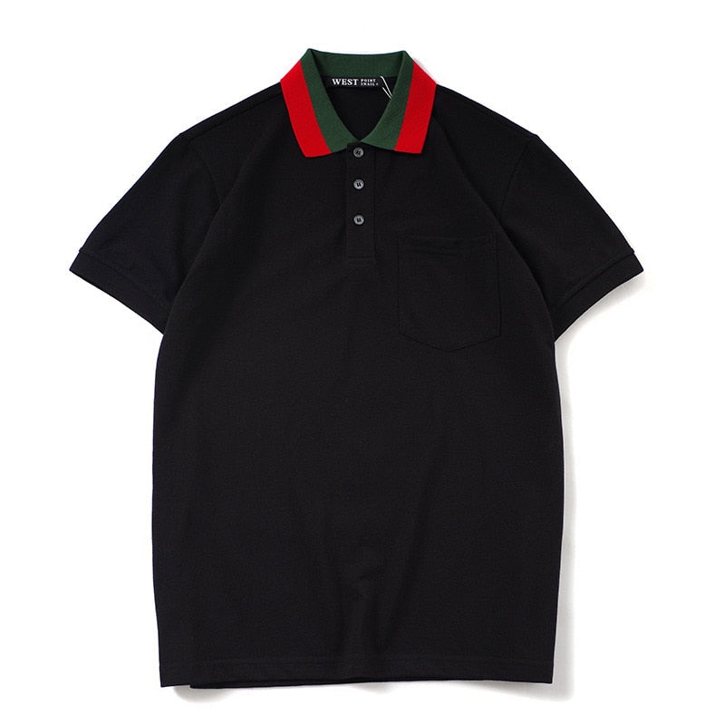 Casual Two Color Collar Short Sleeve Men Polo Shirt