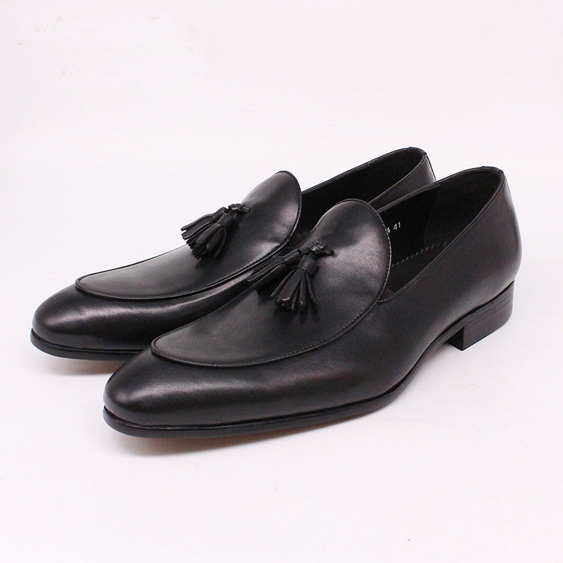 Genuine Leather Two Tone Tassel Men Loafers