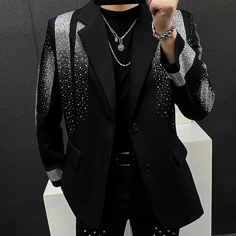 Raining Rhinestone Black Color Blazer