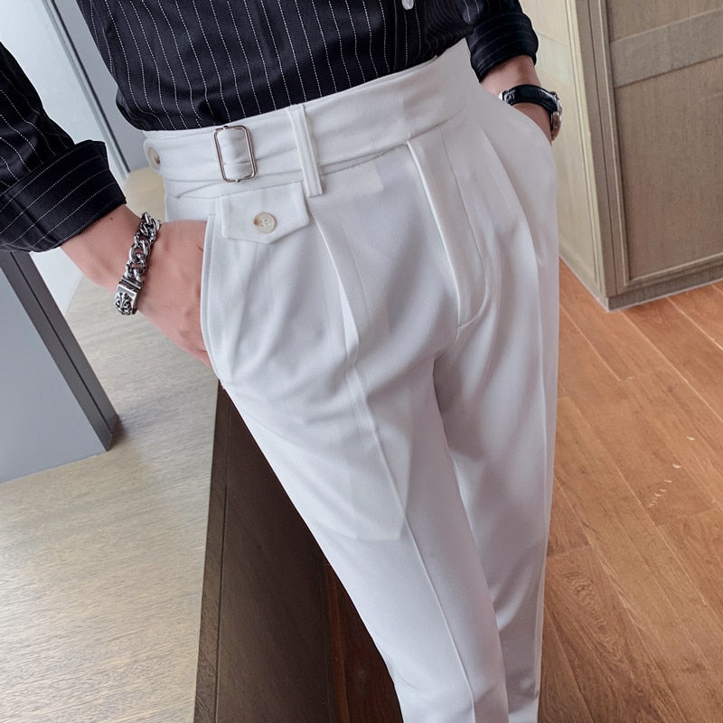 Unique Waist Style Pleated Front Trousers