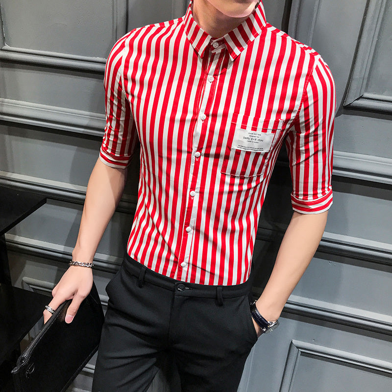 High Quality Men Striped Formal Business Short Sleeve Shirt