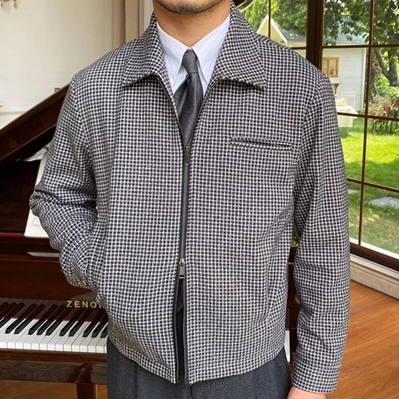 Color Contrast Houndstooth Pattern Jacket