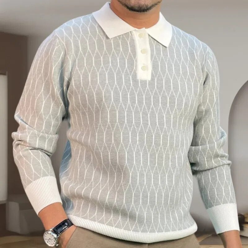 Contrasting Pattern Knit Sweatshirt