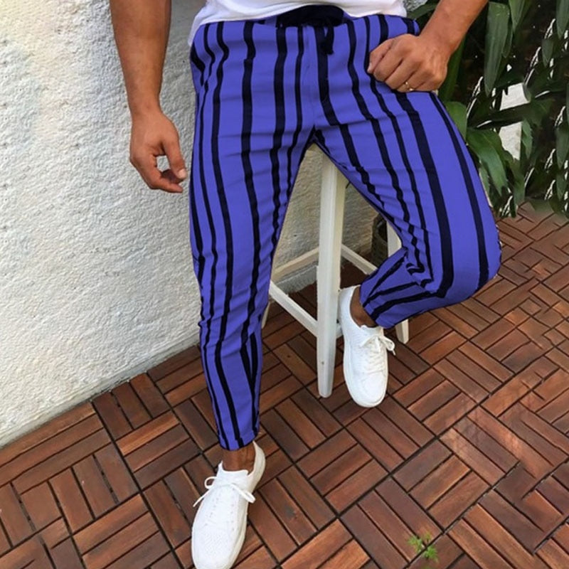 Bright Colour with Vertical Long Striped Design Men Sweat Pant - FanFreakz