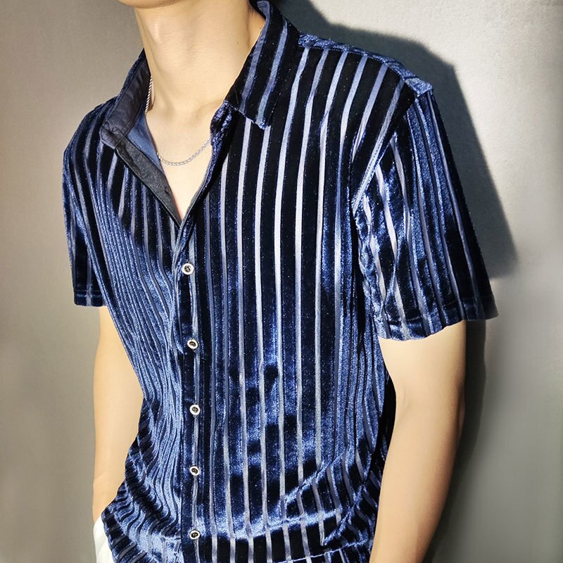 Velvet Stripe Single Breasted Shirt