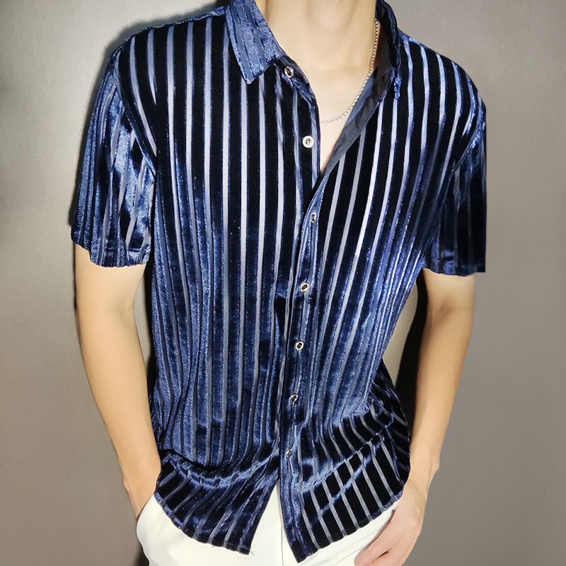 Velvet Stripe Single Breasted Shirt