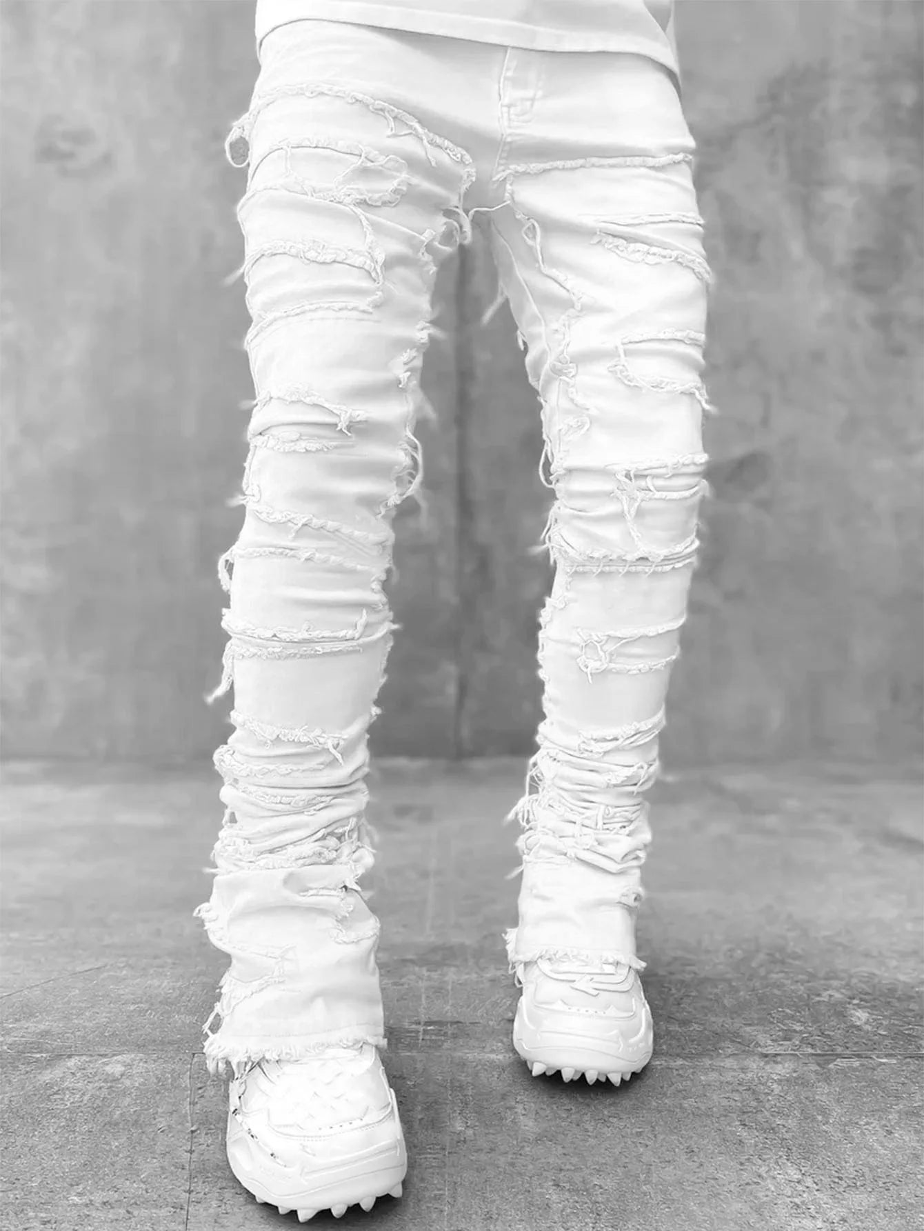 Tassel Ripped Denim Straight Jeans