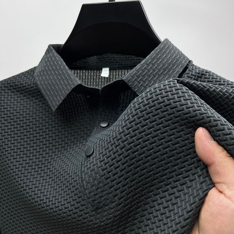 Ice Silk Nylon Woven Polo Shirt