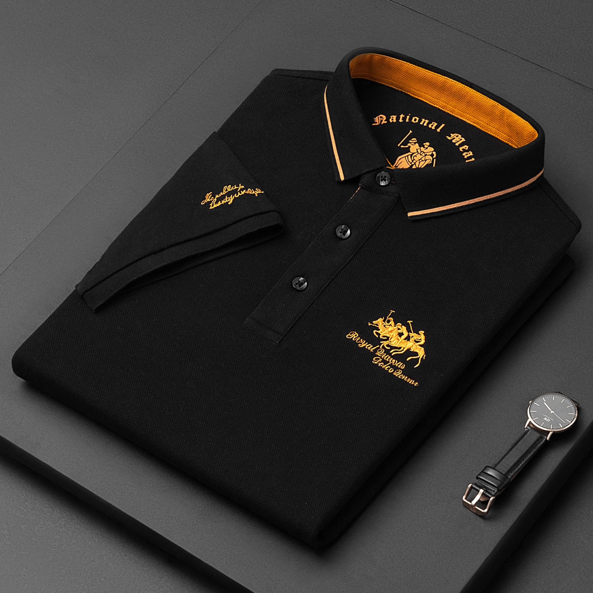 Cotton Solid Embroidered Decoration Polo Shirt