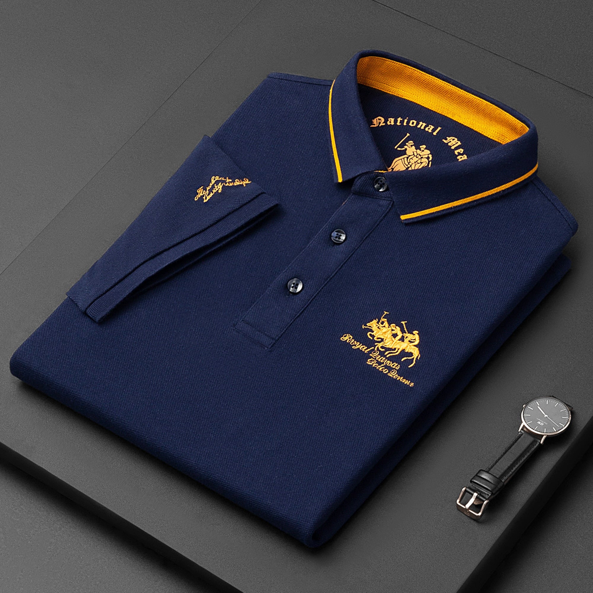 Cotton Solid Embroidered Decoration Polo Shirt
